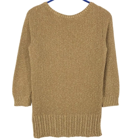 RALPH LAUREN Metallic Cotton Blend Crew Neck Cable Knit Sweater Size S - Picture 3 of 4